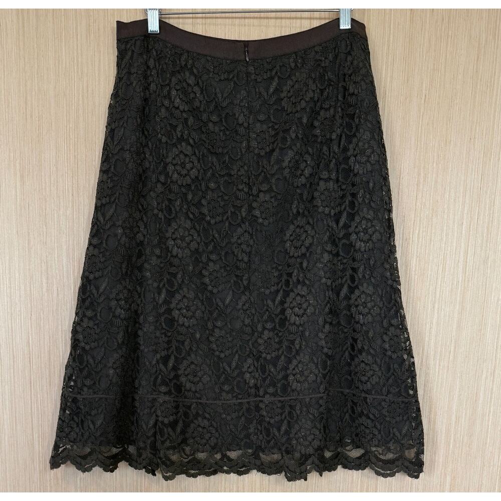 Vtg Y2K Old Navy Floral Lace Midi Skirt Womens Size 12 Brown Forest Fairy - Picture 2 of 7
